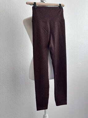 Balance Collection Leopard Print Leggings | High Waisted Burgundy | Size Small
